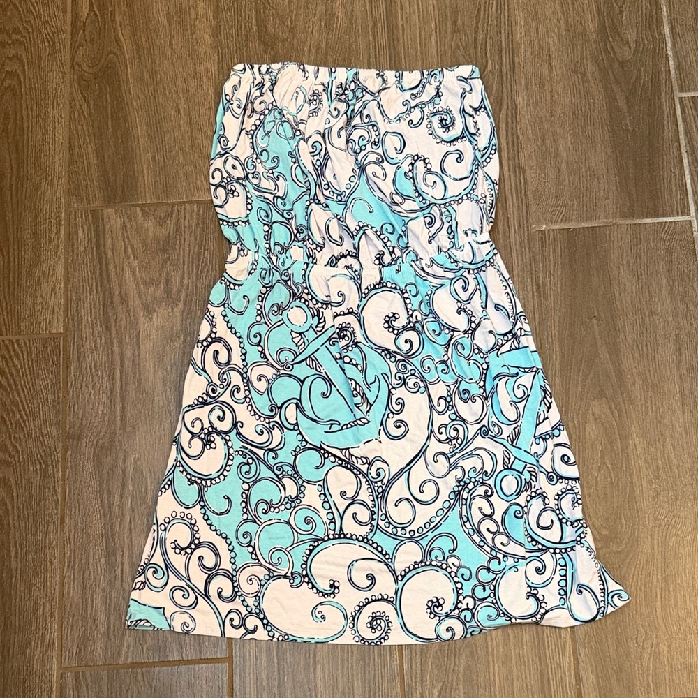 Lilly Pulitzer Aqua and White Patterned Dress